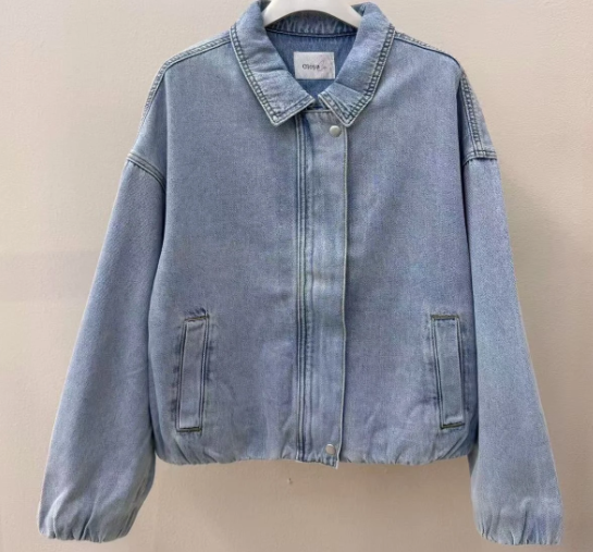 Bomber Jeans Jacket Noa Sky Blue