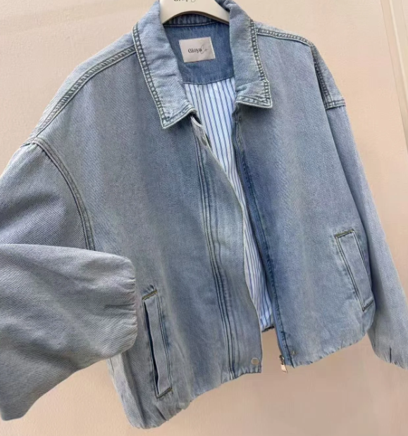 Bomber Jeans Jacket Noa Sky Blue