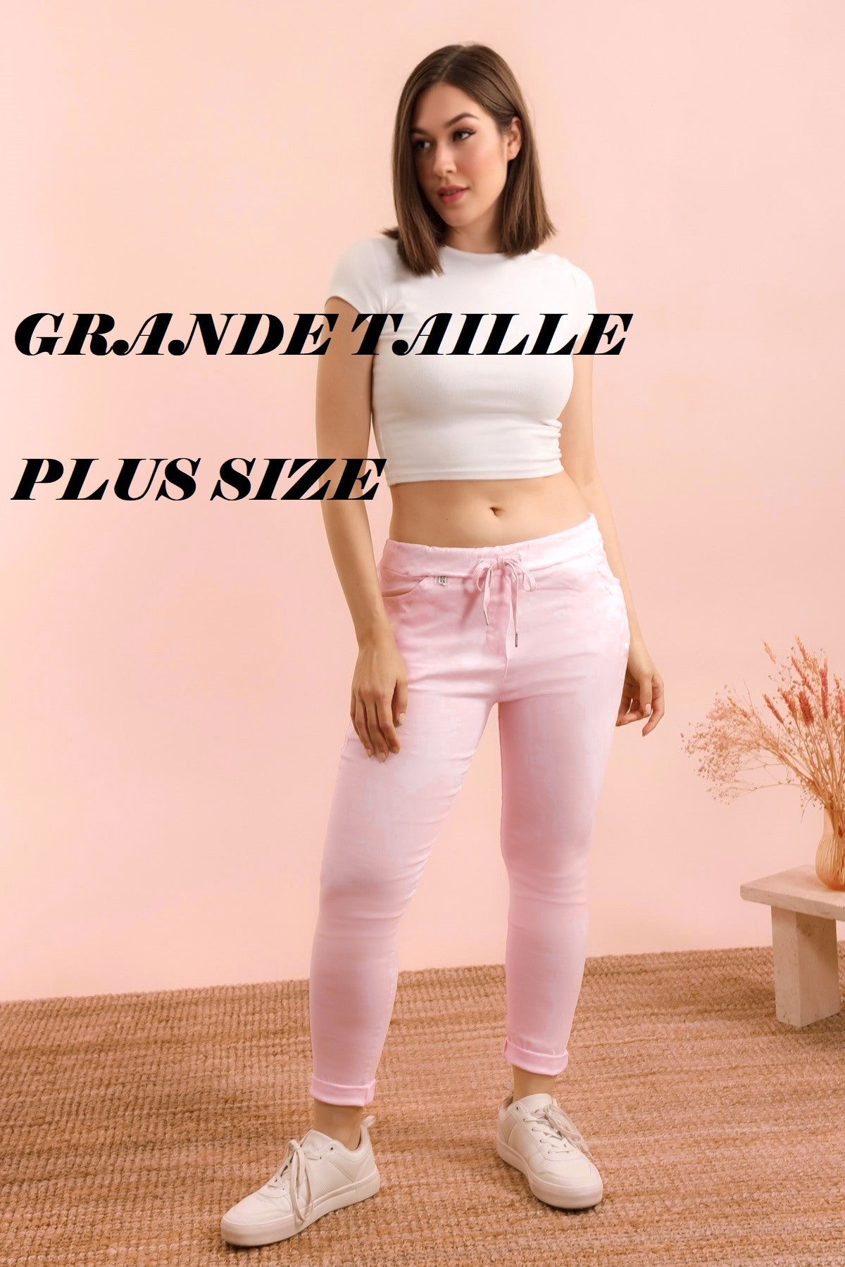 Jog pants Tamara Plus size roze Classic Beauty & Fashion