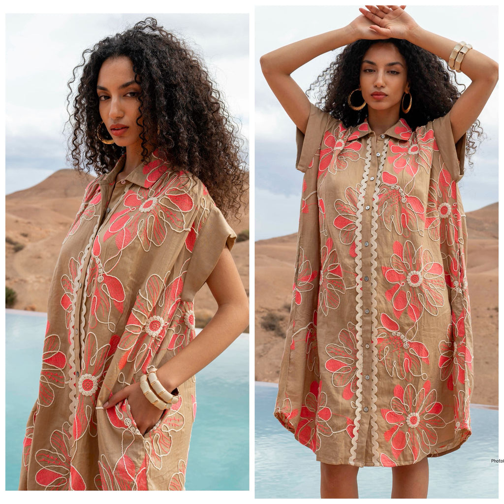 Jurk Linnen Lexy Camel