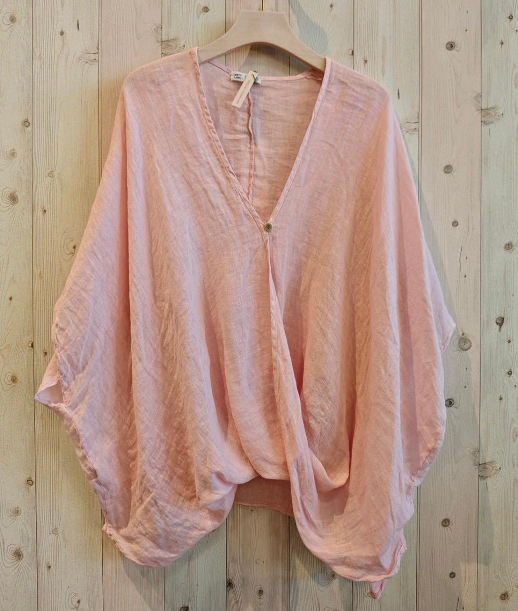 Linnen blouse model Logan roze