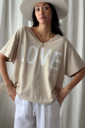 BYPIAS BOHEMIANA Love t-shirt beige
