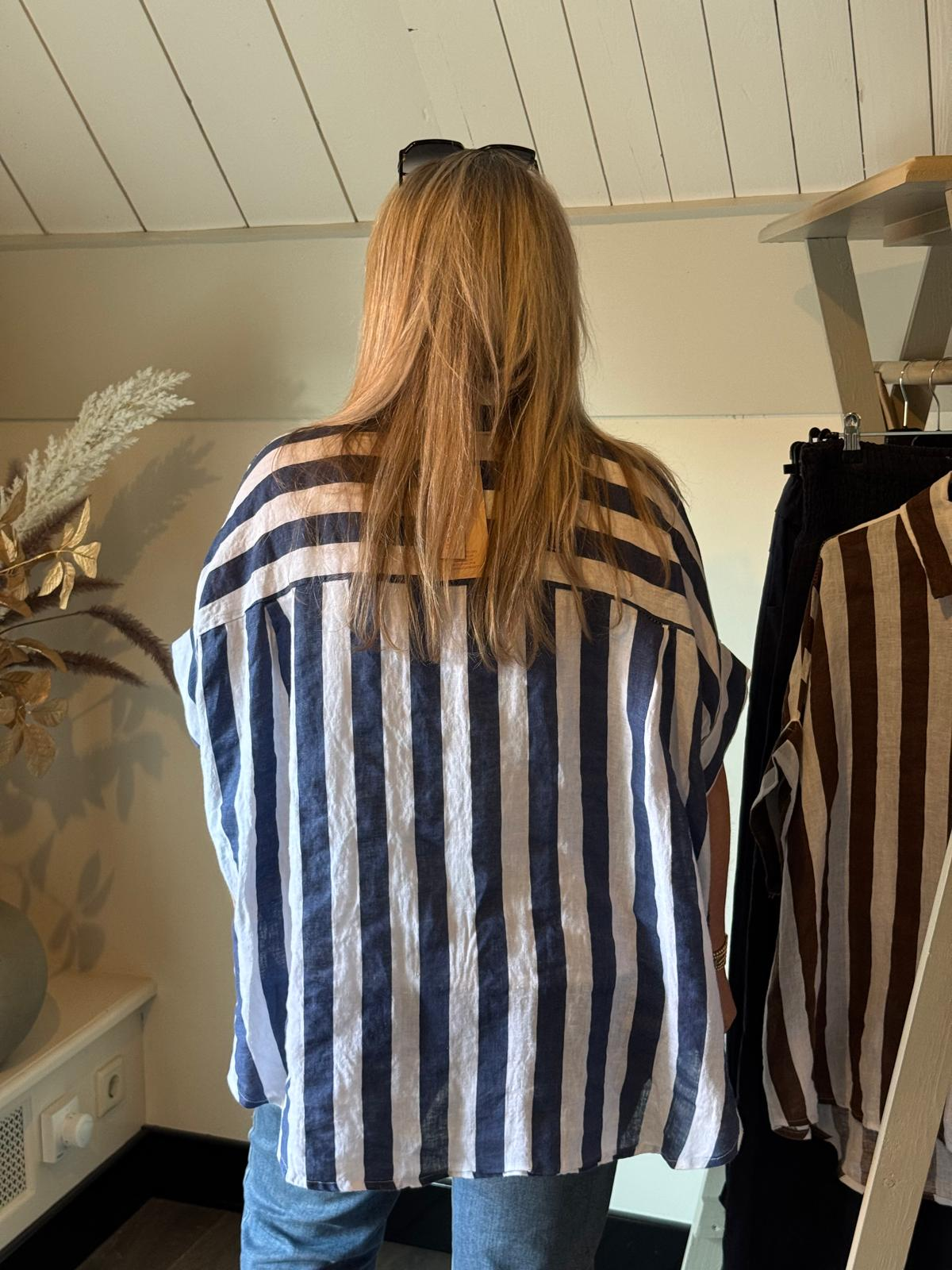 Linnen oversized blouse Lynn Navy