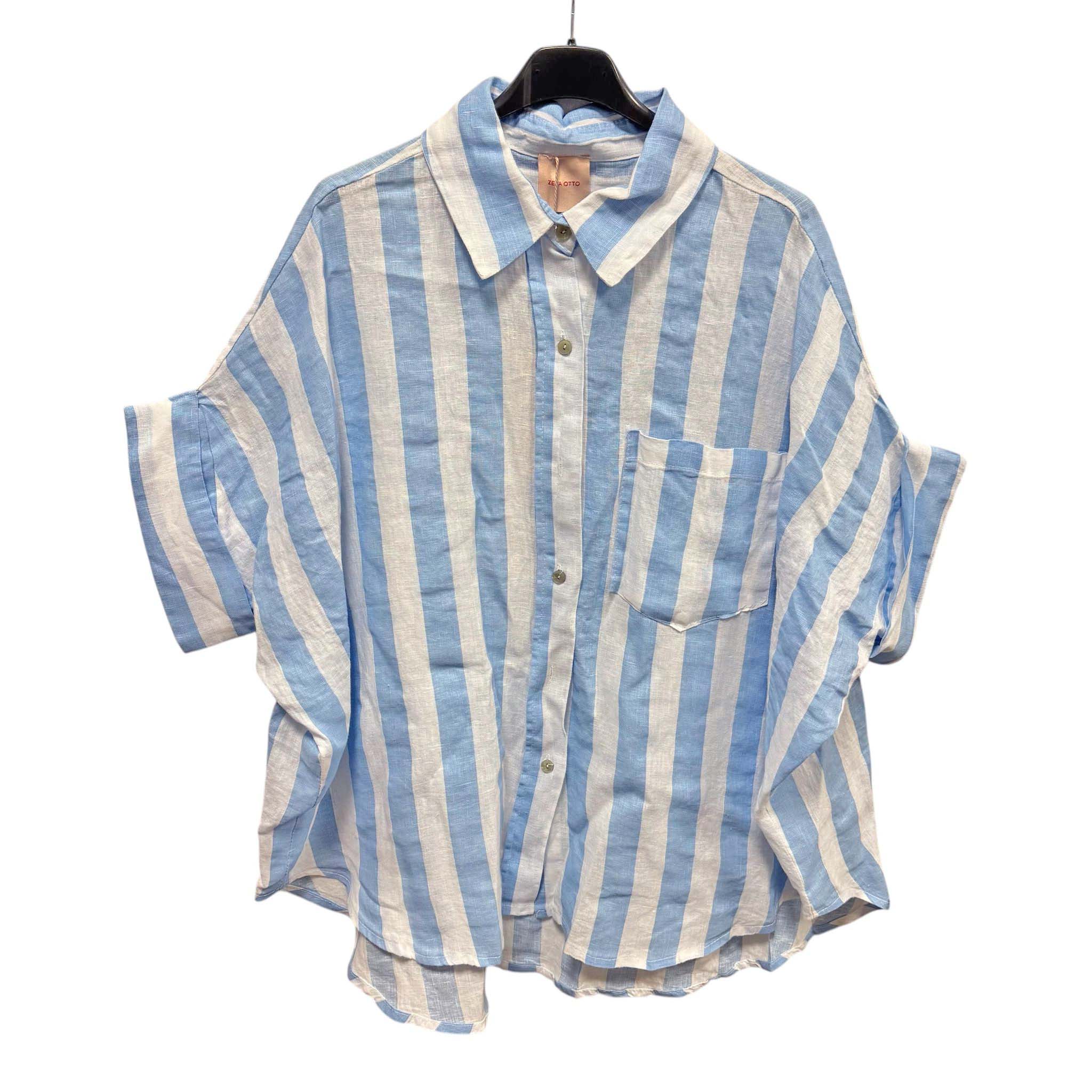 Linnen oversized blouse Lynn licht blauw