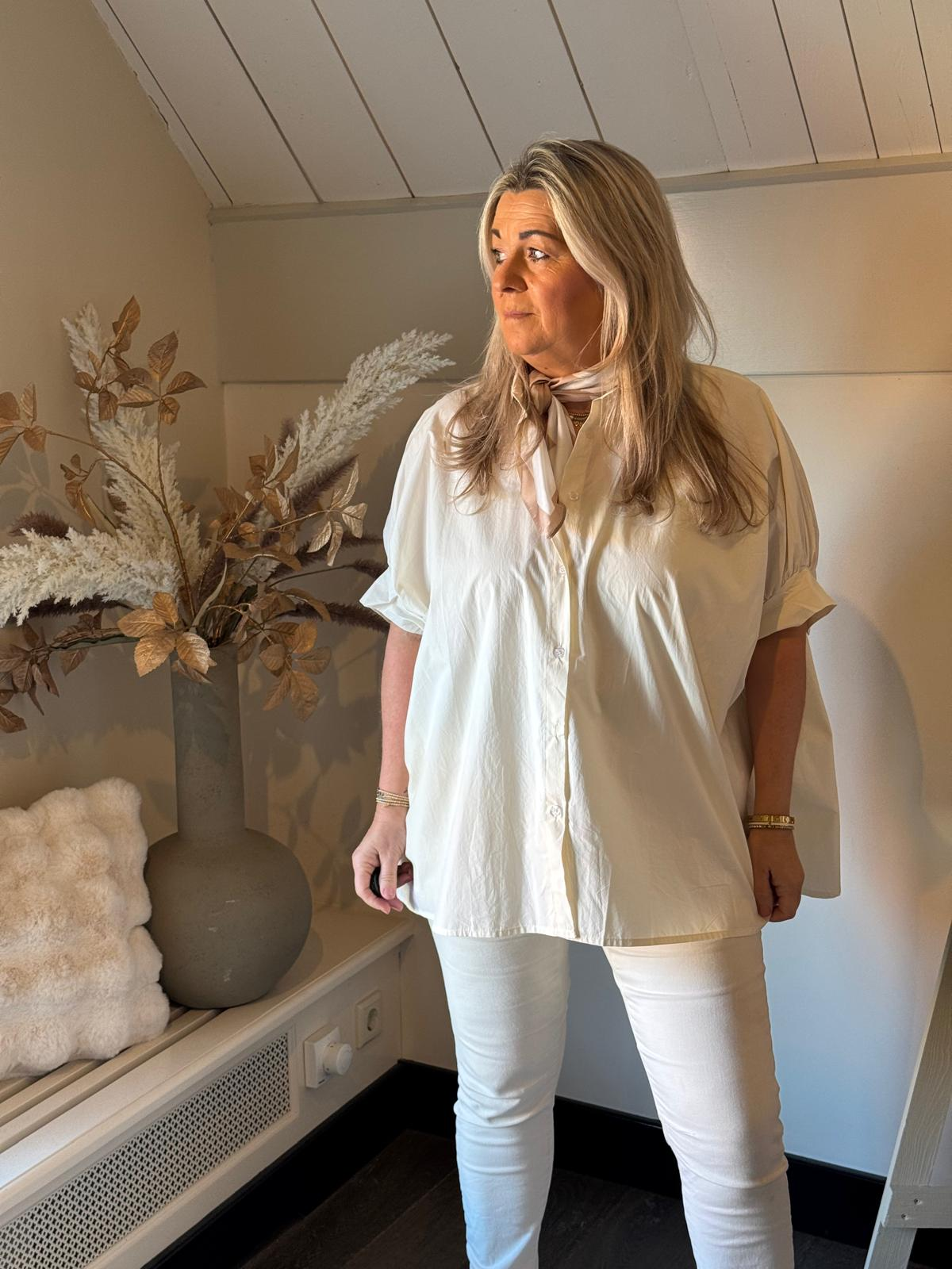 COTTON BLOUSE model: MANOU ECRU BEIGE