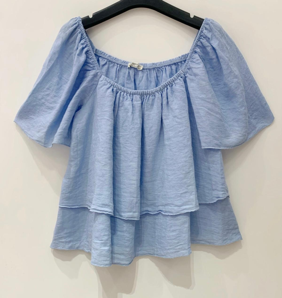 Linnen blouse Marly light blue