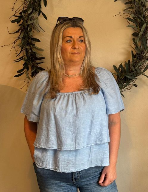 Linnen blouse Marly light blue