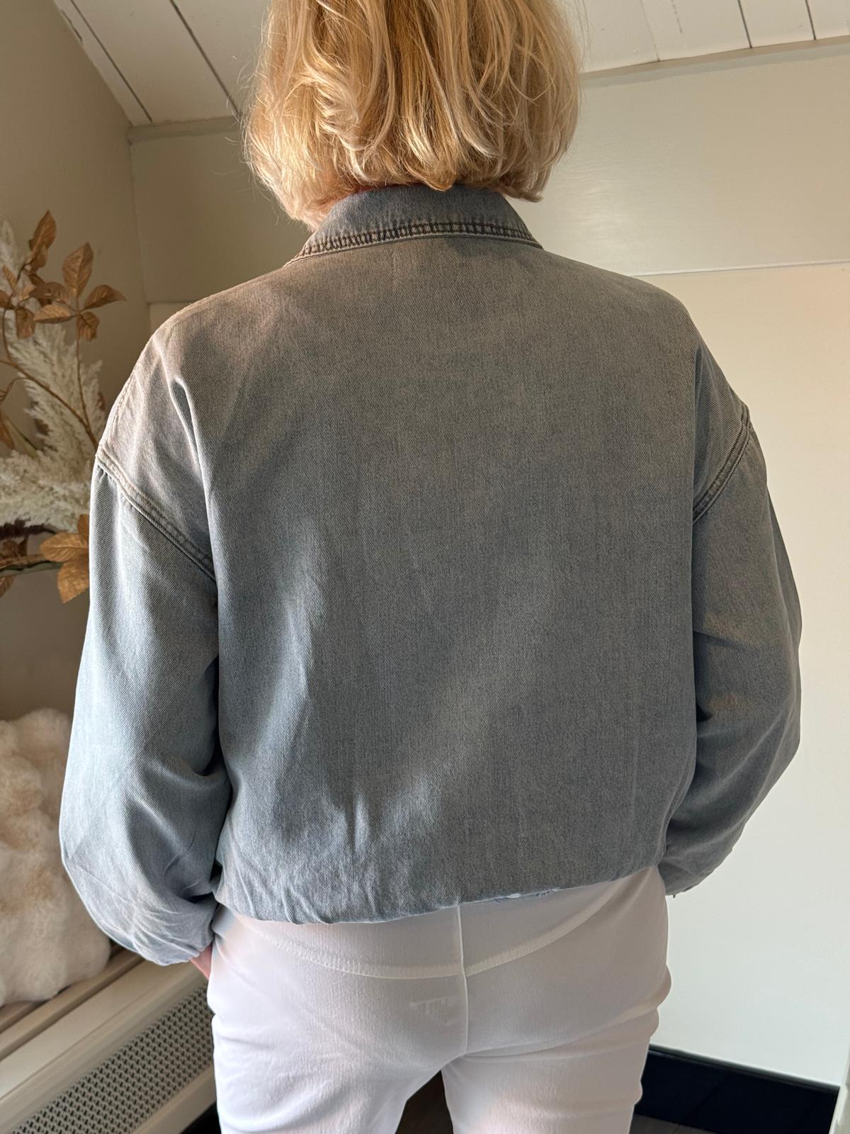 Bomber Jeans Jacket Noa Sky Blue