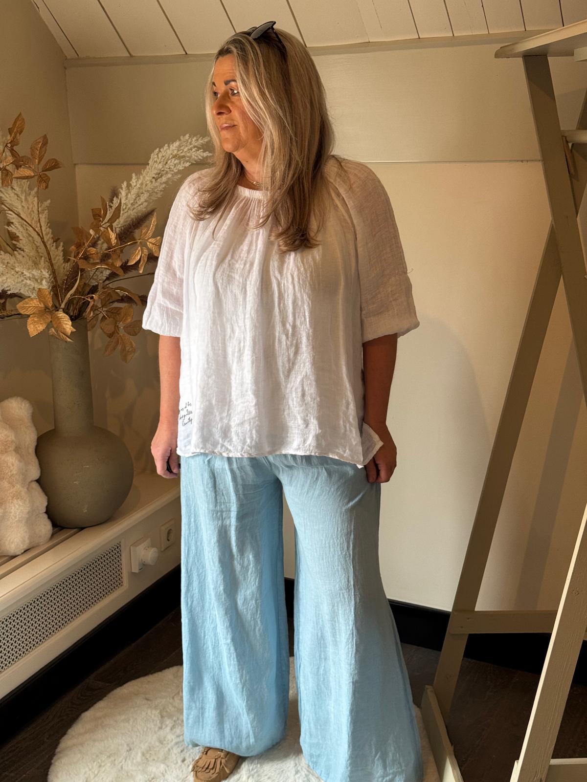 Linnen broek Noor licht blauw