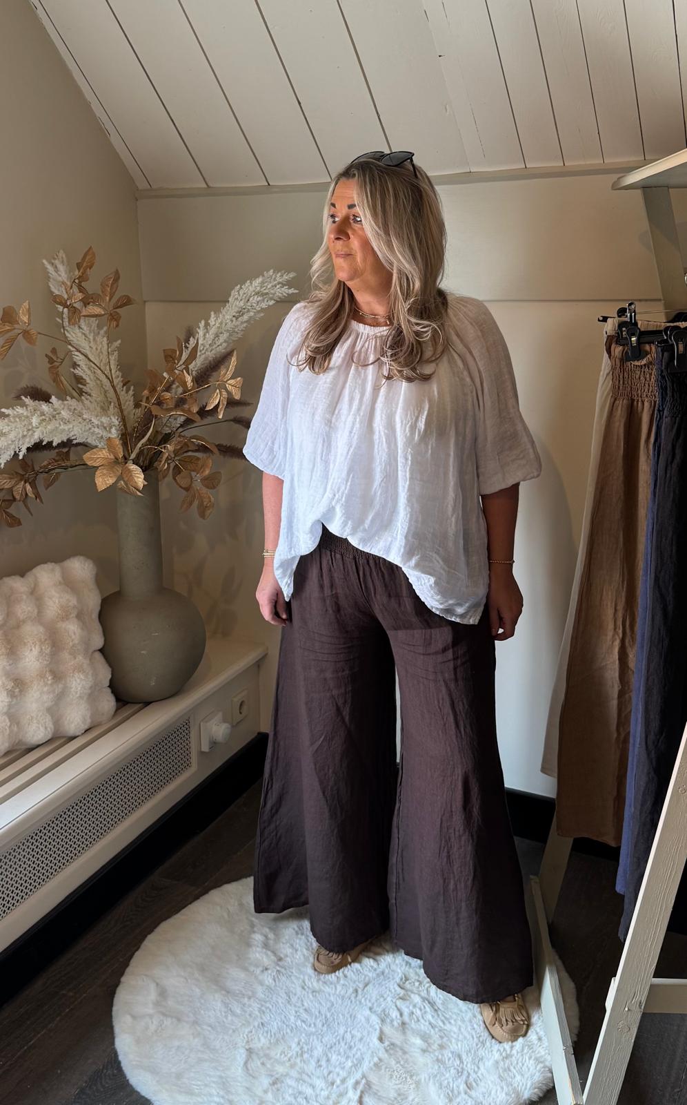 Linnen broek Noor chocolade