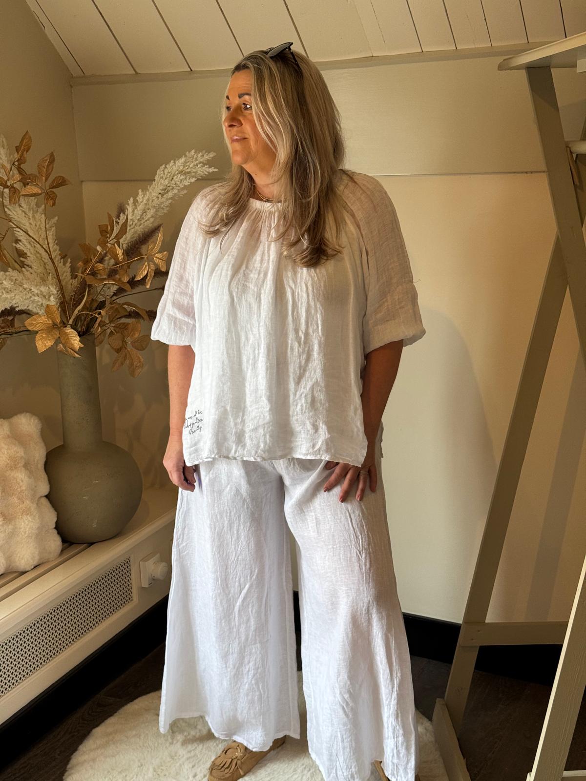 Linnen broek Noor white
