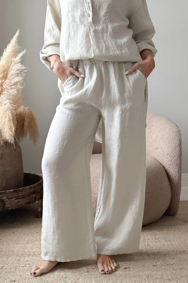 BYPIAS Bohemiana Paloma linen pants sand