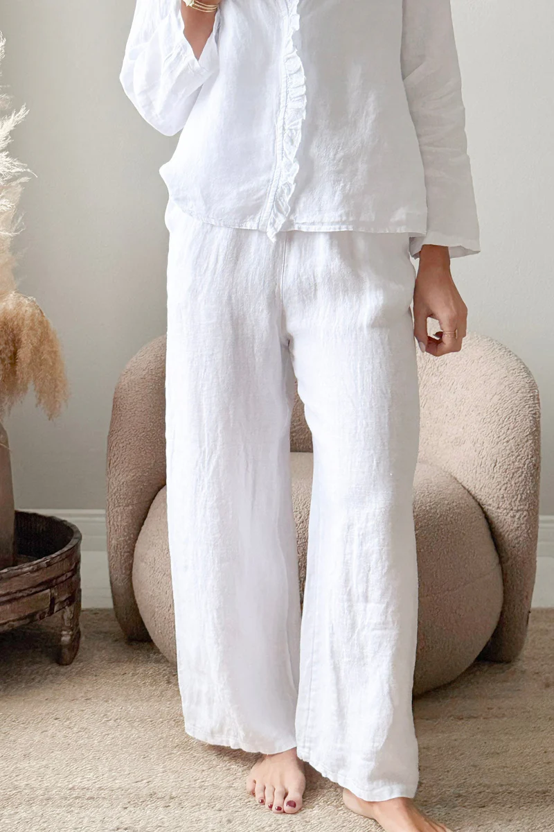 BYPIAS Bohemiana Paloma linen pants white
