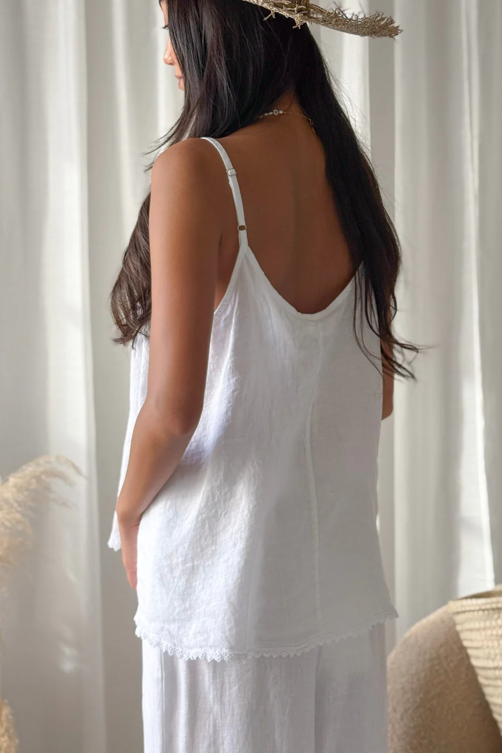 BOHIEMIANA. PEONY LINEN TOP SAVANNA