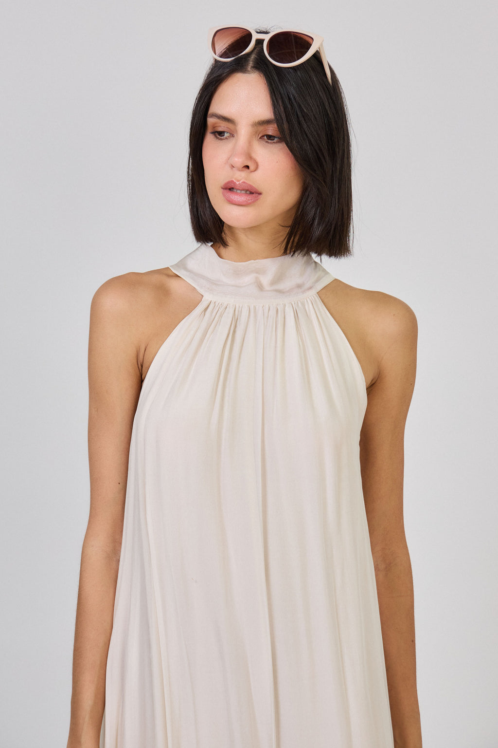 Jurk silk dress off white