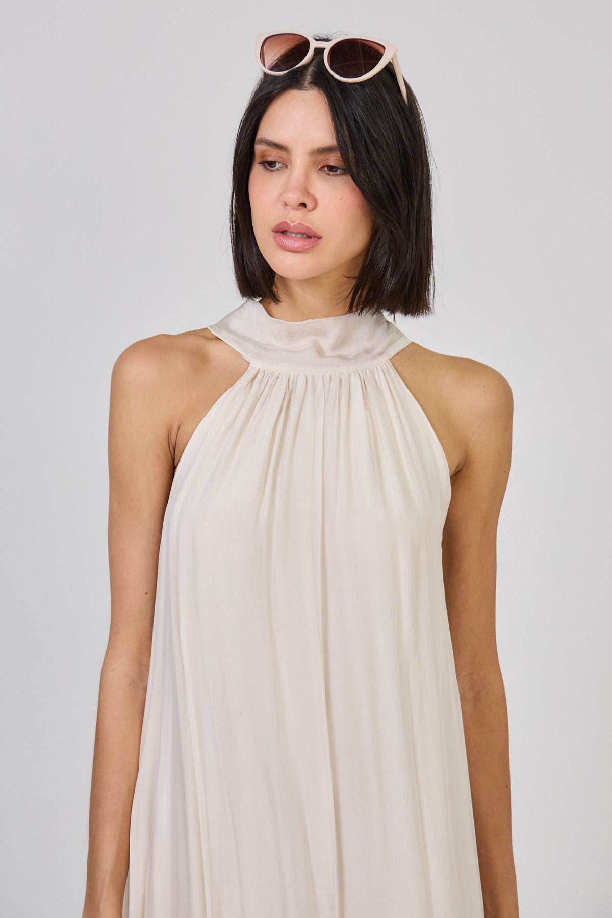 Jurk silk dress off white