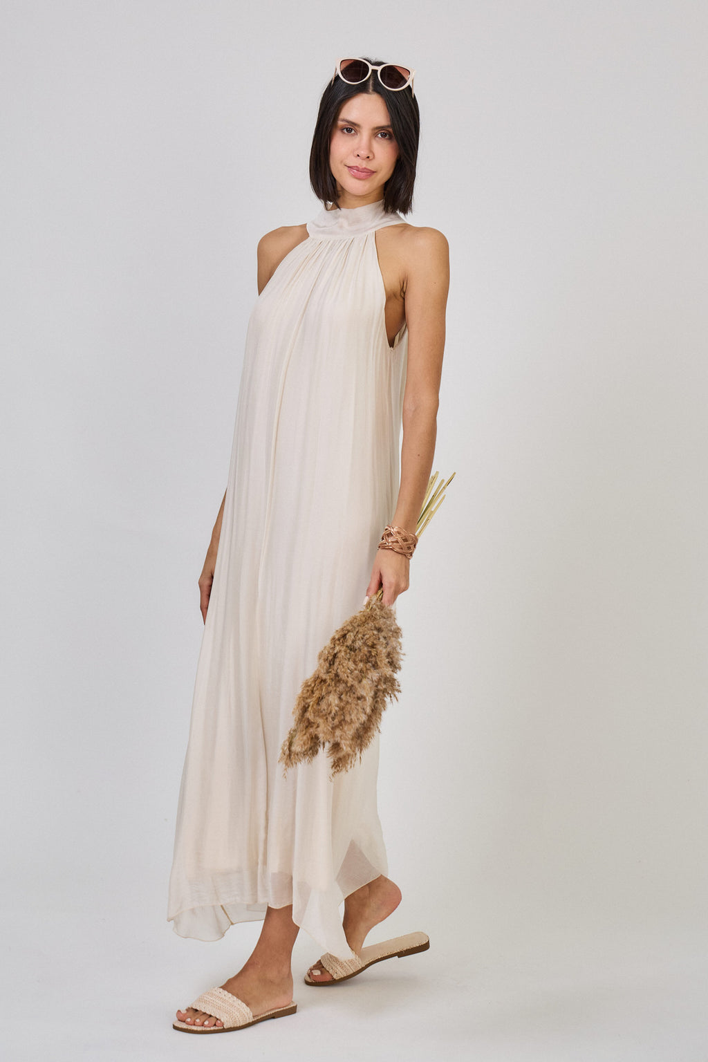 Jurk silk dress off white
