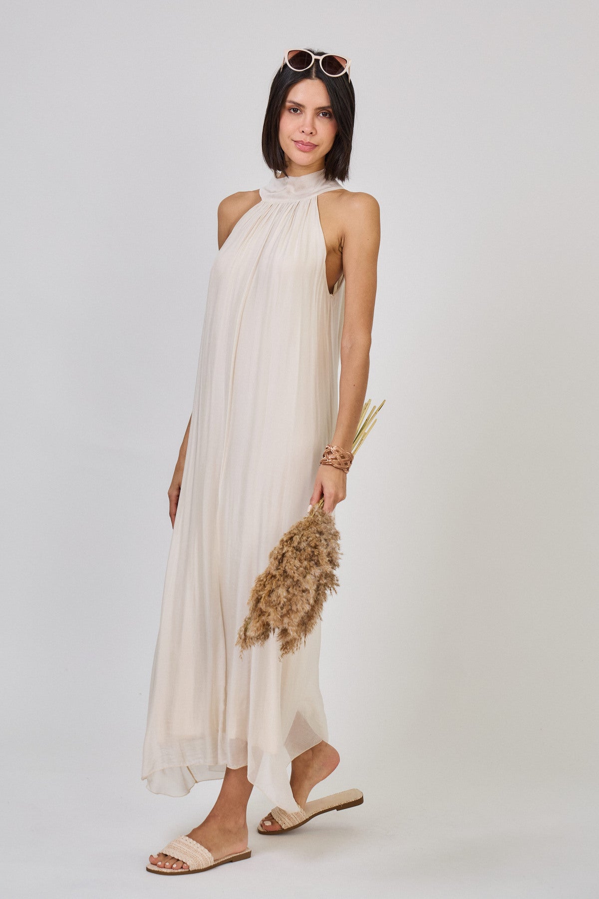 Jurk silk dress off white