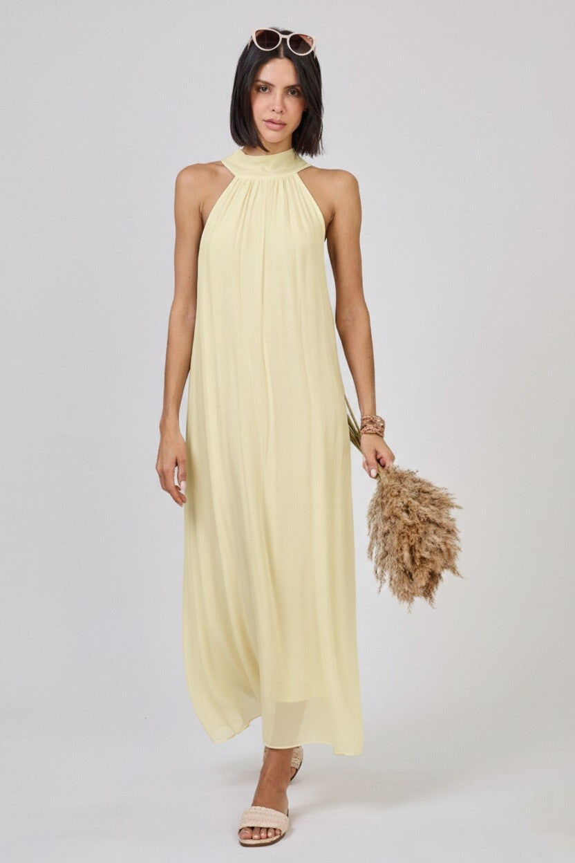 Dress silk dress light yellow