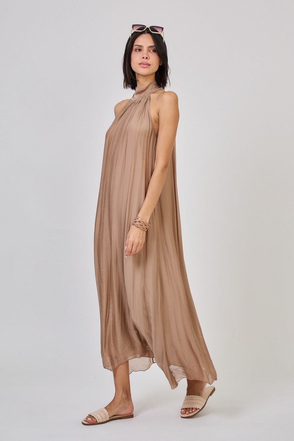 Dress silk dress taupe