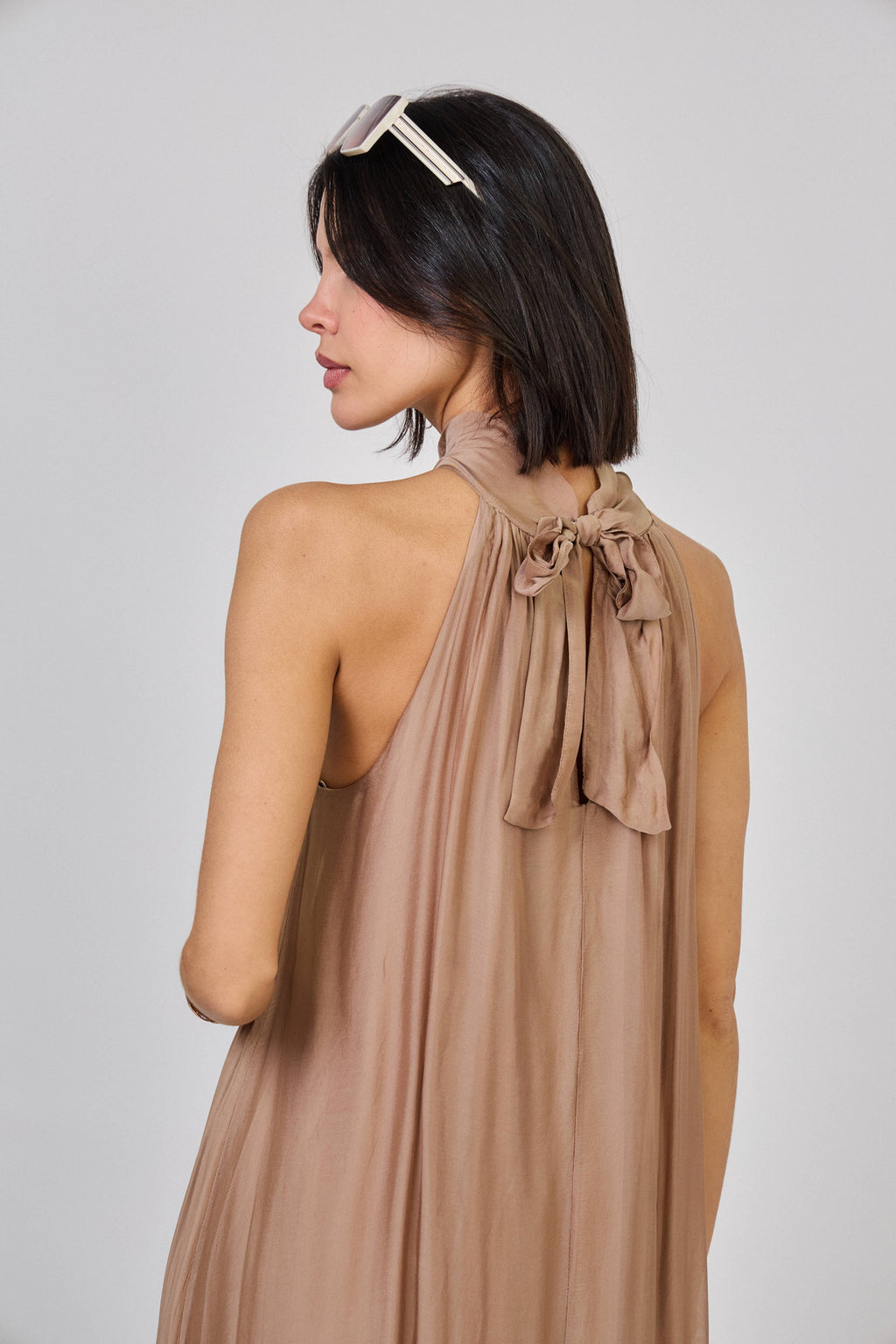 Dress silk dress taupe