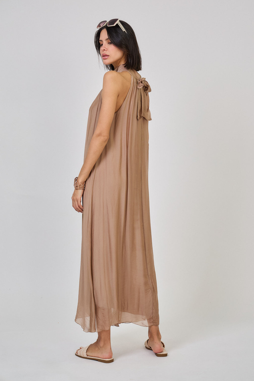 Dress silk dress taupe