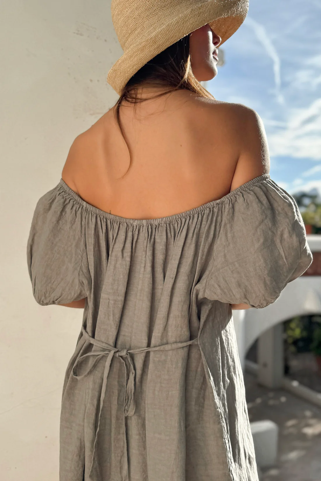 BYPIAS BOHEMIANA Secret Crush linen dress taupe
