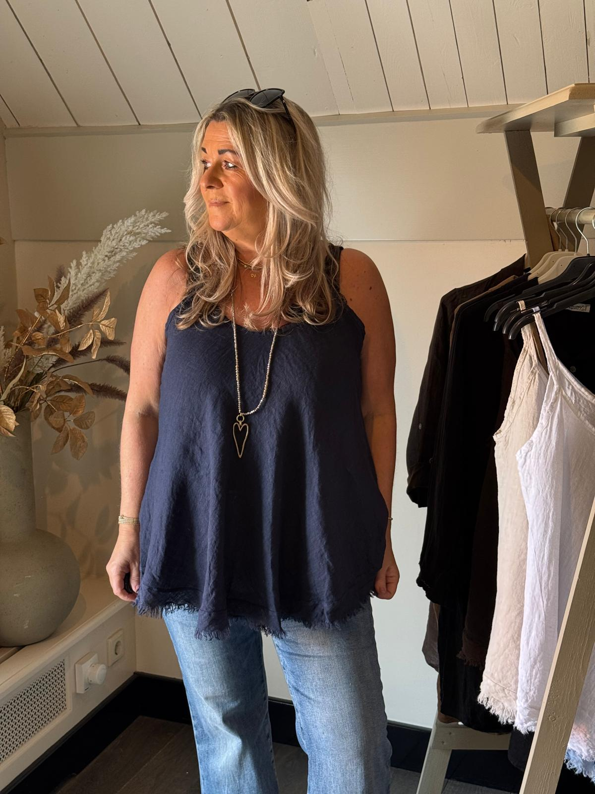 Linnen top Sunny Navy