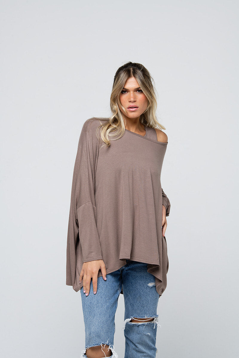 Top  Beatrice oversized taupe